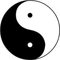Yin-Yang als Symbol für, die Polaritäten Chin. Schriftzeichen für Yin und Yang